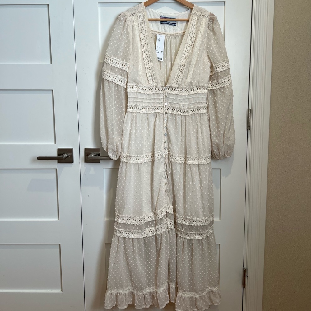 🆕 Urban Outfitters Kimchi Blue Bliss Embellished Bell sleeve Dress Size M